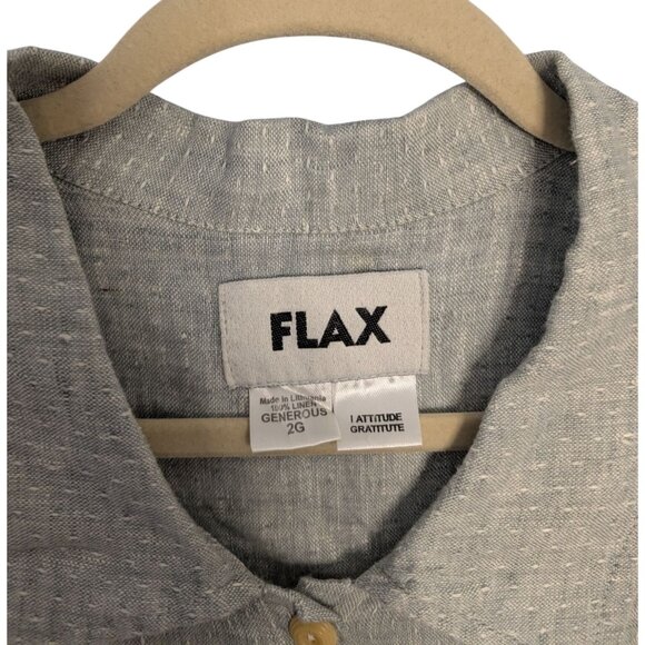 Flax Generous 2G Womens Button-Down Shirt 100% Linen Gray Long Sleeve - Picture 6 of 15